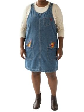 Vintage Disney Winnie the Pooh Tigger Denim Jumper Dress 18W Jerry Leigh 90s